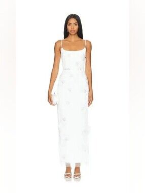 NWT $448 ELLIATT Dahlia Midi Dress With 3d Floral Applique Small